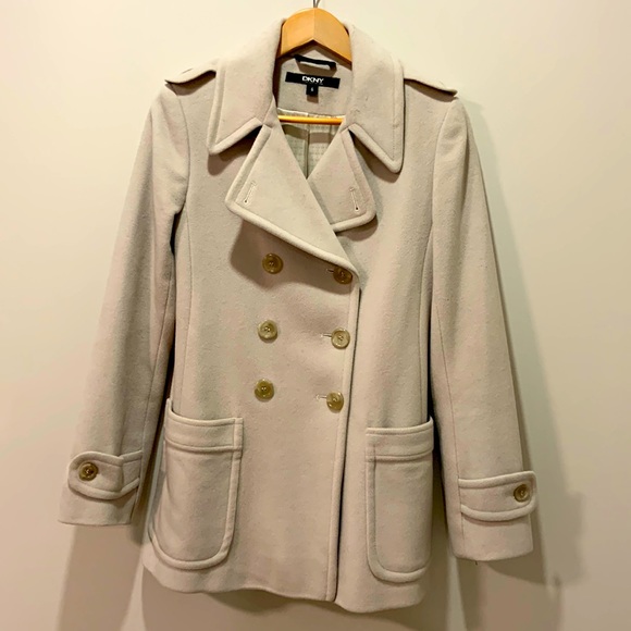 DKNY Ivory coat - women’s size 6 (wool & cashmere ) - Picture 8 of 8
